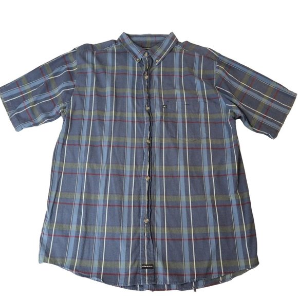 O'Neill Other - O'NEILL Shirt Men's Casual Button Up Short Sleeve Plaid Collared Blue XL